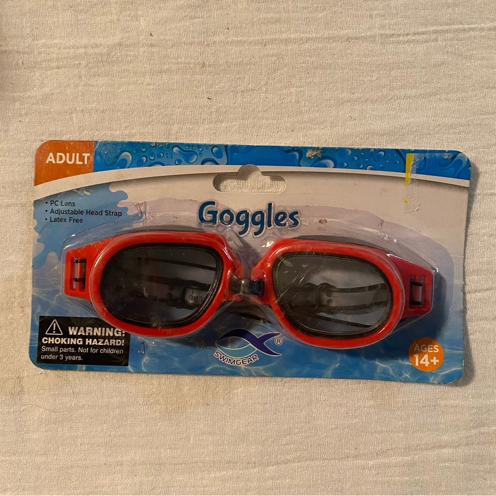 -Swimgear Adult Sized Swimming Goggles Red Color